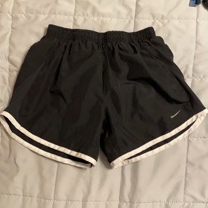 black and white nike track shorts.